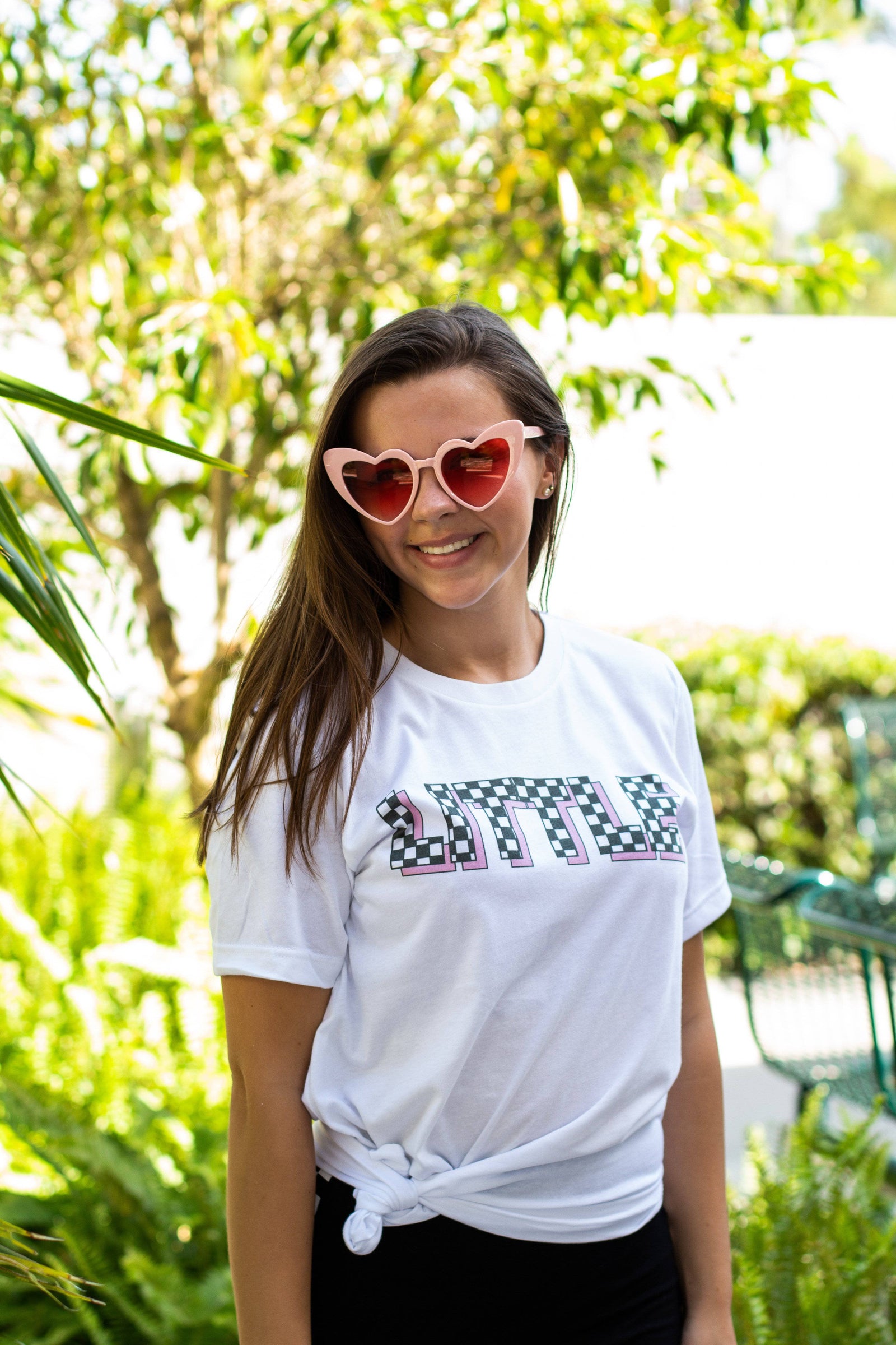 Pink Checkered Big Little Bella Canvas Short Sleeve Unisex Tee